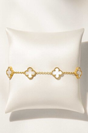 Beyaz 4 Yapraklı Yonca Bileklik