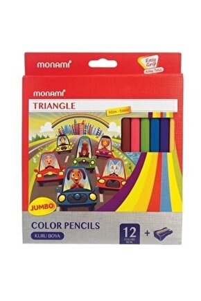 12li Jumbo Üçgen Kuru Boya Kalemi