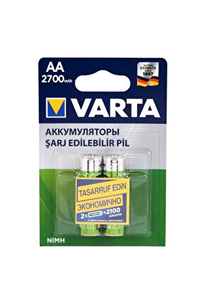 Ni-Mh 1.2V 2700 Mah HR6 Şarj Edilebilir Şarjlı AA Kalem Pil (2Li Paket)