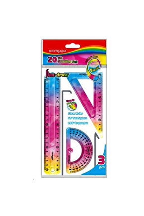 Flexıble Renkli Çizim Seti (20 Cm Cetvelli) Esnek Çizim Seti