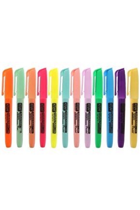 Fosforlu Kalem Tipi 340345 12 Li ( 6 Pastel+6 Parlak Renk)