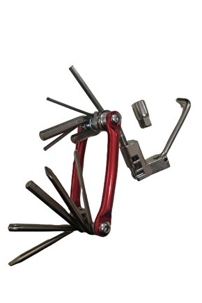 Anahtarlı Çakı Şeklinde Anahtar Takımı Zincir Sökme Aparatlı Kırmızı