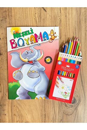 Boya Kalemi 12’li Uzun Boy+ Neşeli Boyama Kitabı