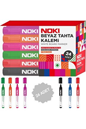 Doldurulabilir Beyaz Tahta Kalemi 24 Lü Set