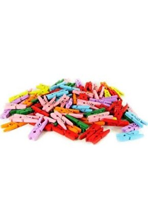 Küçük Renkli Mandal 15 Li Paket Mini Ahşap Mandal Fotoğraf Mandalı 2,5 Cm