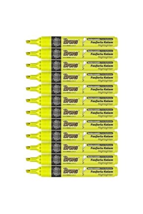 Doldurulabilir Sarı Fosforlu Kalem 12li