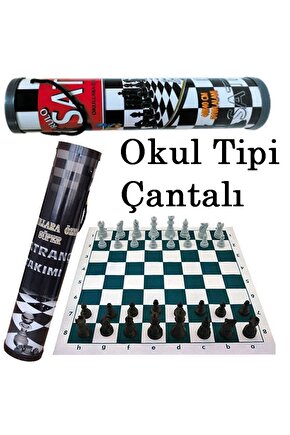 Okul Santranç Takımı Seti - Rulo Çantalı Okul Tipi
