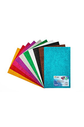 Eva 50x70 Cm.10 Renk 2mm. Simli Yapışkanlı 10lu Paket