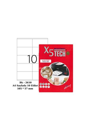 Tw-2610 Ebat 105 X 57 Mm Lazer Etiket A4 Sayfada 10 Etiket