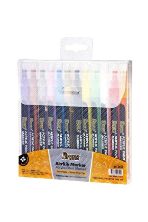 BR-4030 AKRİLİK MARKER KALEM İNCE UÇ 12Lİ SET
