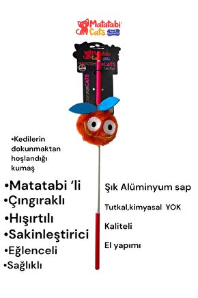 Matatabi Cats CHERY Alüminyum saplı kedi oltası(Matatabi,çıngırak ve özel hışırtı içerir.özel kumaş)
