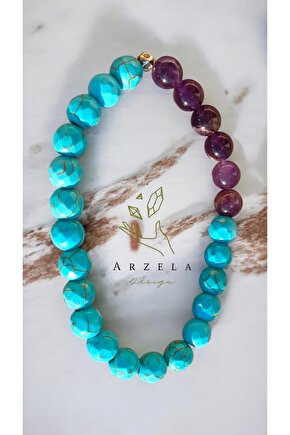 Doğal Taş BİLEKLİK  AMETİST ve FİRUZE