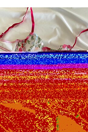 Çiçek Desenli Dantel Tül Bralet Takım