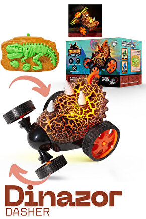 Oyuncak Akrobatik Uzaktan Kumandalı Işıklı Dasher Dinozor Araba