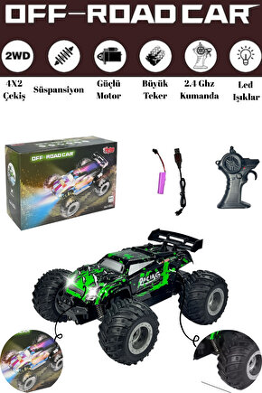 2.4 GHz Uzaktan Kumandalı Şarjlı Araba Full Fonksiyon Işıklı 1:18 High Speed Off Road 40 Dk. Sürüş