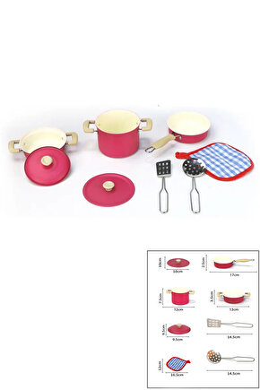 Oyuncak 8 Parça Pembe Emaye Tencere Tava Seti