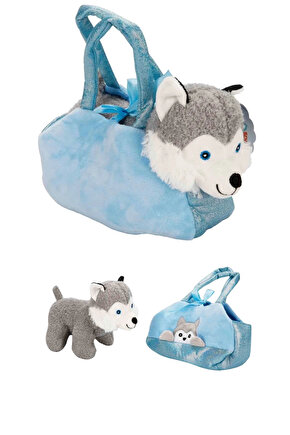 Yumuşak Dokulu Sevimli Peluş Kedi Köpek Taşıma Çantalı 20 cm