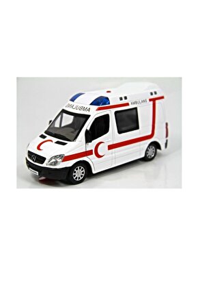 Işıklı Sesli Metal Ambulans Çek Bırak Özellikli 1:32
