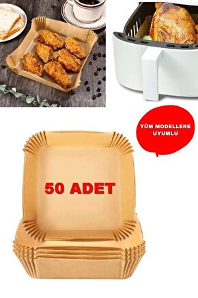 50 - Adet Airfryer Pişirme Kağıdı Kare Model