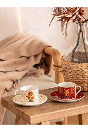 LCW HOME Karışık Ayı Teddy Baskılı 2 Kişilik Kahve Fincan Takımı 90 Ml