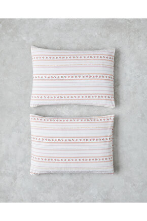Daisy Stripes Kolay Ütülenir 2li Yastık Kılıfı 50x70 cm Pembe