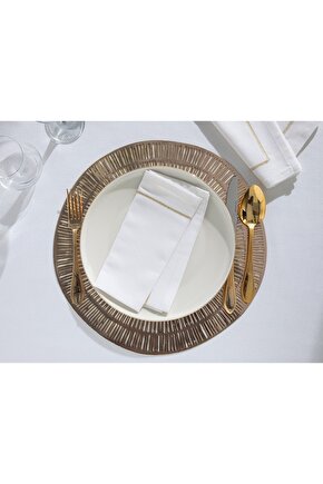 Torino Pamuk 2li Misafir Peçetesi 45x45 Cm Beyaz-gold