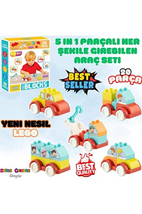 Creative Blok 20 Parça Araç Seti - Slide Blocks - Lego Oyuncakları - Yaratıcı Top Oyunu - Creative L