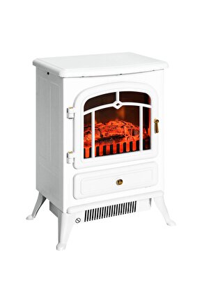 Elektrikli Şömine Beyaz 1850 W Metal Kasa, Fanlı şömine, Şömine Soba
