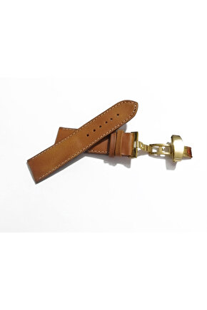 Her Saate Uygun Kelebek Toka 24 MM Hakiki Deri (252) SARI TOKA TABA