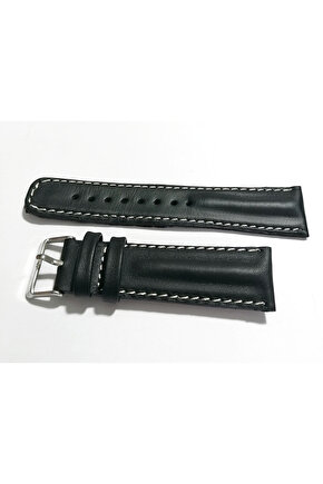 Her Saate Uygun Bombeli 20 mm Piramit modeli UZUN XL Hakiki Deri (219) SİYAH