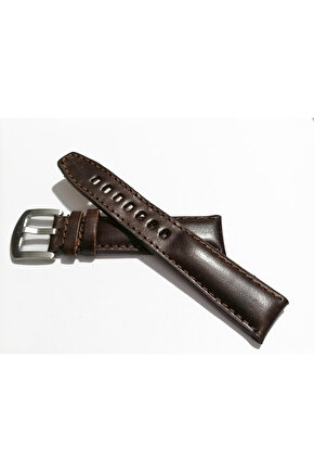&Her Saate Uyumlu Yarım Kroko  Hakiki Deri Saat Kordonu 20  mm  (204) koyu kahve