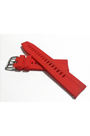20  mm Akıllı Pimli Oluklu Kırmızı  silikon Saat Kordonu Kayışı(79)