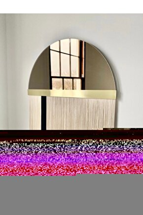 80x40 cm Yarım Ay Ayna  Bohem Ayna  Makrome Ayna