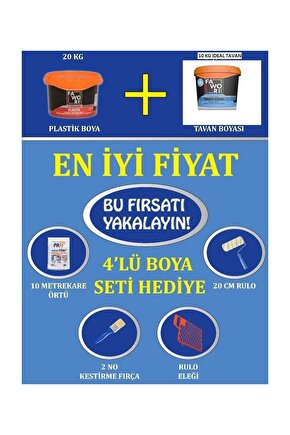 20 Kg Plastik Boya+10 Kg Tavan İdeal+Hediye Kül Gri
