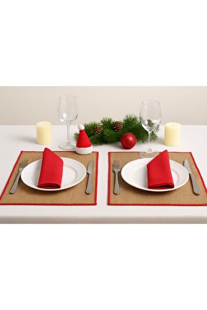 Jüt Amerikan Servis Kırmızı Kenarlı 2 Adet