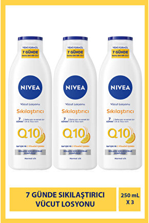Q10 7 Günde Sıkılaştırıcı Vücut Losyonu 250ml,C Vitamini, Nemlendirici, Esnek Ve Elastik Cilt X3Adet
