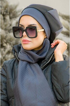 Füme Siyah Kapitone Tesettür Bere