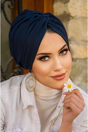 Koyu Lacivert Hazır Burgu Düğüm Bone