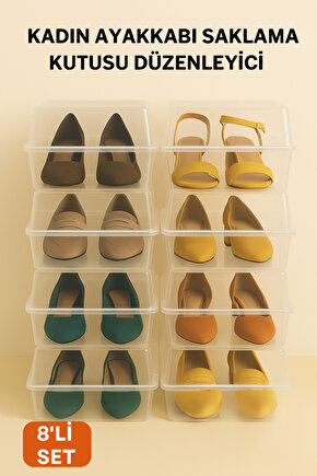 8li Kadın Ayakkabı Koruma Kutusu Şeffaf Ayakkabı Saklama Kutusu Kadın Ayakkabı Düzenleyici