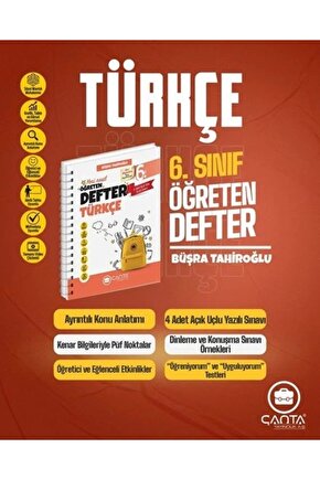 Çanta Yayınları 6.Sınıf Türkçe Okula Yardımcı Öğreten Defter Yeni