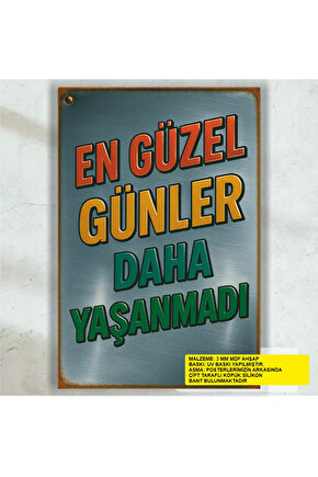 en güzel günler daha yaşanmadı komik esprili sözler duvar yazıları retro ahşap poster tablo