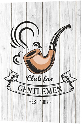 Pipo Centilmen Beyler Kulübü Ahşap Desenli Retro Vintage Ahşap Poster