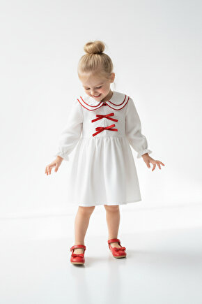 Kız Bebek Elbise Kız Çocuk Elbise Doğum Günü Parti Düğün Elbise Uzun Kollu Astarlı Elbise