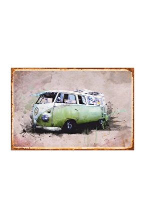 Vw Wan Vosvos Retro Vintage Ahşap Poster