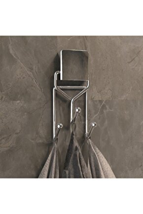 Decorev Süper Yapışkanlı Metal Yapıştırıcılı Krom Üçlü Askı Dc-4773