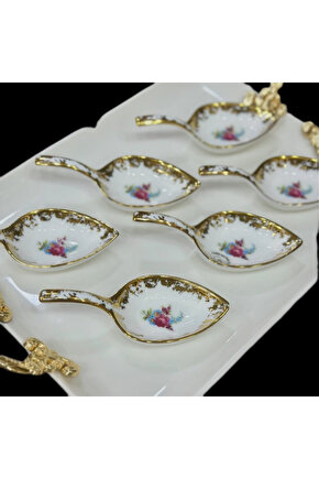 Çırağan Home Çiçekli 6’lı Porselen Lokumluk Sunumluk