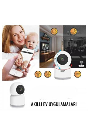 360 Derece Dönebilen Full HD - 1080P Wi - Fi Akıllı IP Kamera Bebek Odası, Salon, Güvenlik Kamerası