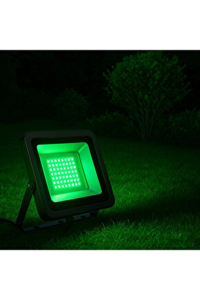 Elektrikle Çalışır, 50 Watt Yeşil Işık İç ve Dış Mekan Slim Led Projektör, Yağmurdan Etkilenmez