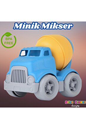 Lüx Mavi Minik Mikser - Plastik Mikser - Kırılmaz Oyuncak - Kırılmaz Çimenyo Kamyon - Çimento Arabas