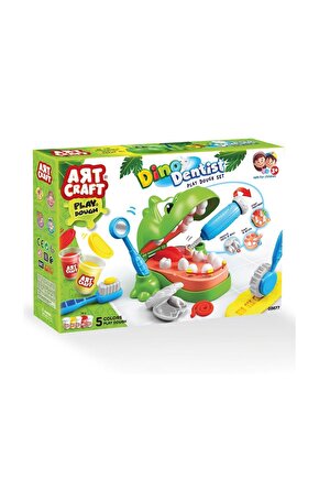 Sevimli Oyuncak Dişçi Dino Oyun Hamuru Set + Diş Doktor Aksesuarları Oyuncakları